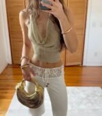 Narrow Gold Quilted Bangle - Image 2