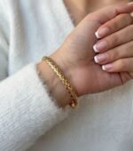 Narrow Gold Quilted Bangle - Image 4