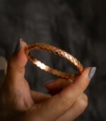 Narrow Gold Quilted Bangle - Image 7