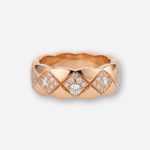 Gold Quilted Ring with Diamonds