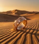 Gold Quilted Ring with Diamonds - Image 5